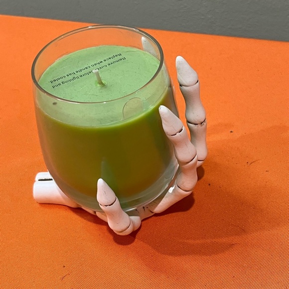 Green Candle in Skeleton Hand Holder - Picture 12 of 13